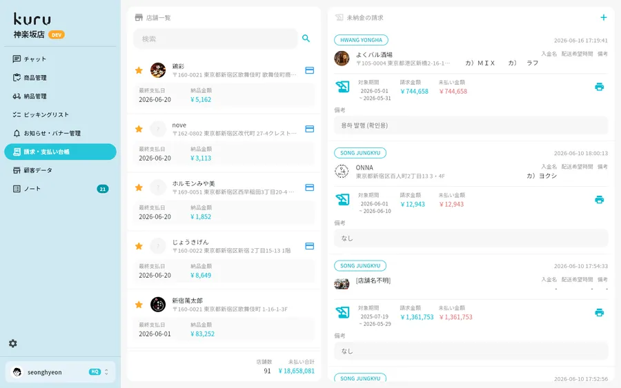 管理画面 · 請求台帳
