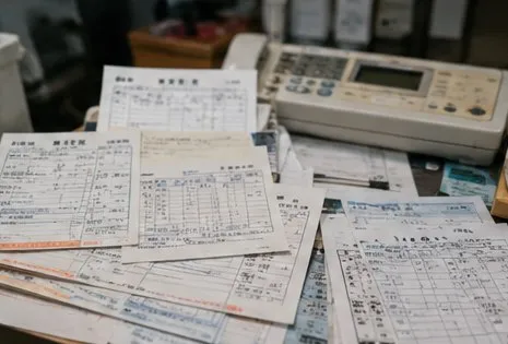 納品書・請求書・FAXが山積み